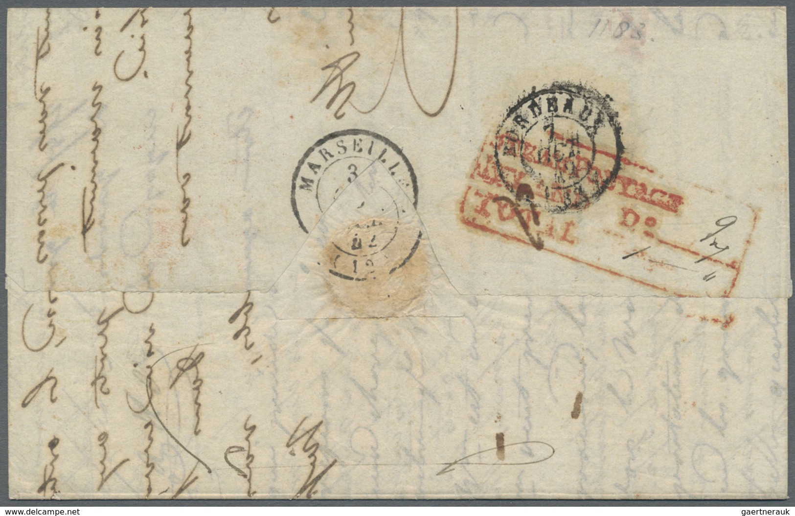 Br Indien - Vorphilatelie: 1842 (2 July): Letter From Calcutta Per 'Overland Mail Via Marseilles' (endo - ...-1852 Prephilately