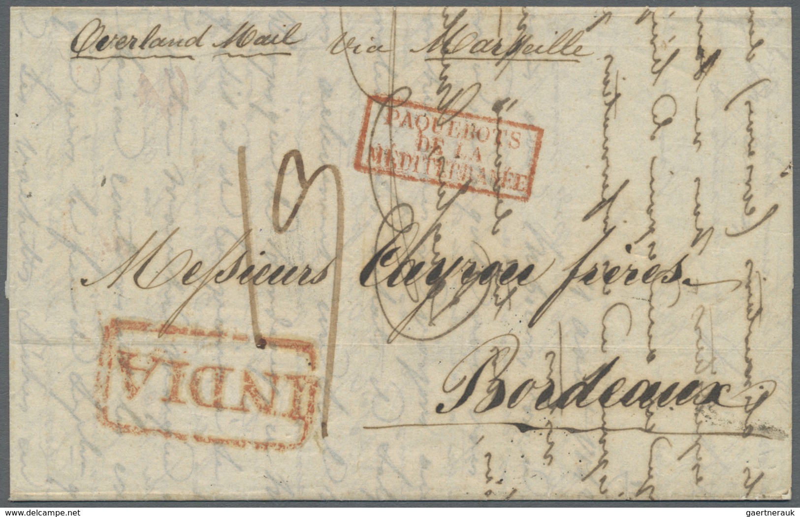 Br Indien - Vorphilatelie: 1842 (2 July): Letter From Calcutta Per 'Overland Mail Via Marseilles' (endo - ...-1852 Prephilately