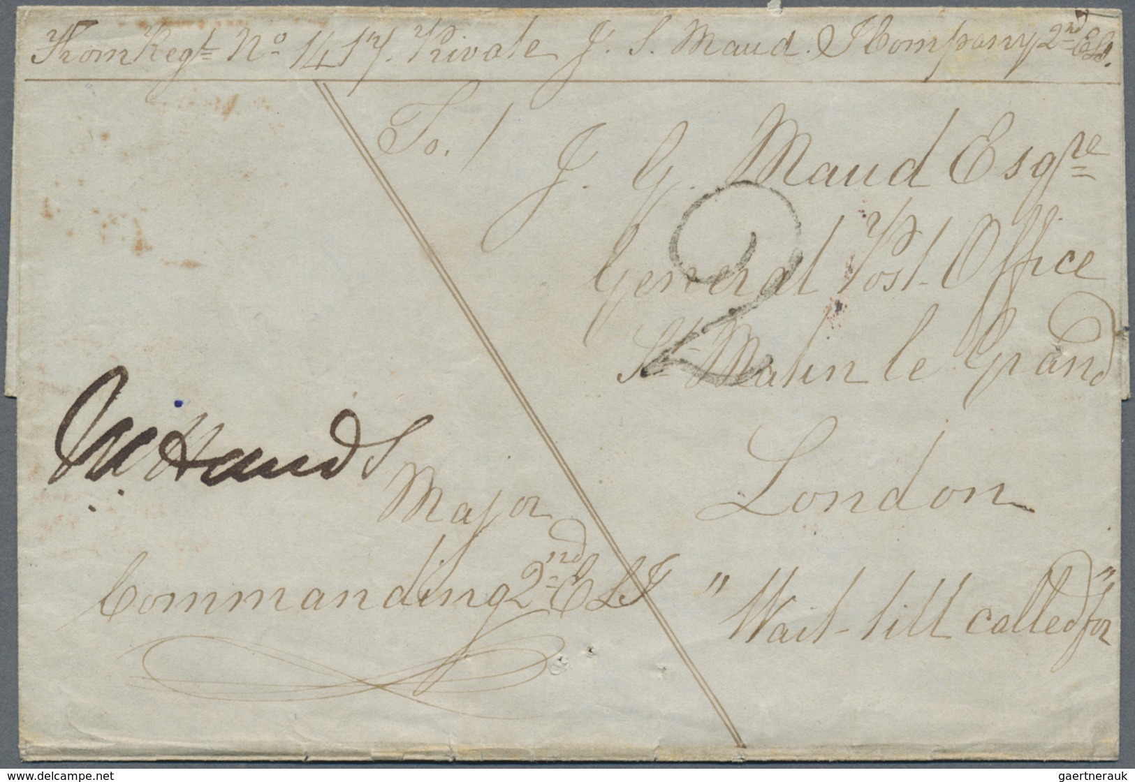 Br Indien - Vorphilatelie: 1848: Oval Datestamp "TRICHINOPOLY/1848 FEBRUARY 7/FREE" In Red (Giles No.13 - ...-1852 Voorfilatelie