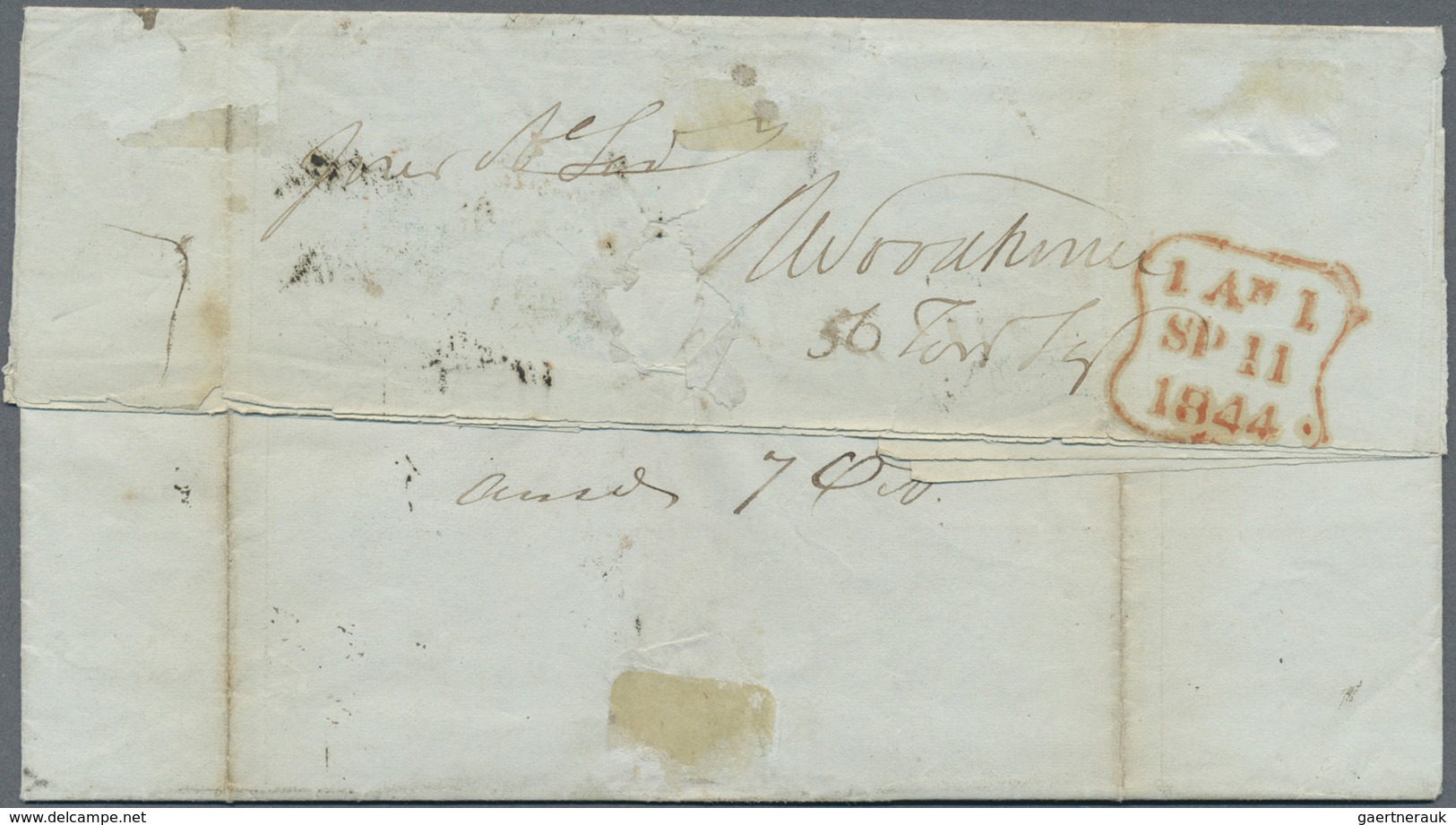 Br Indien: 1844 Entire Letter From Bombay To London, Dated Inside '19th July 1844', Endorsed "P. Steame - Other & Unclassified