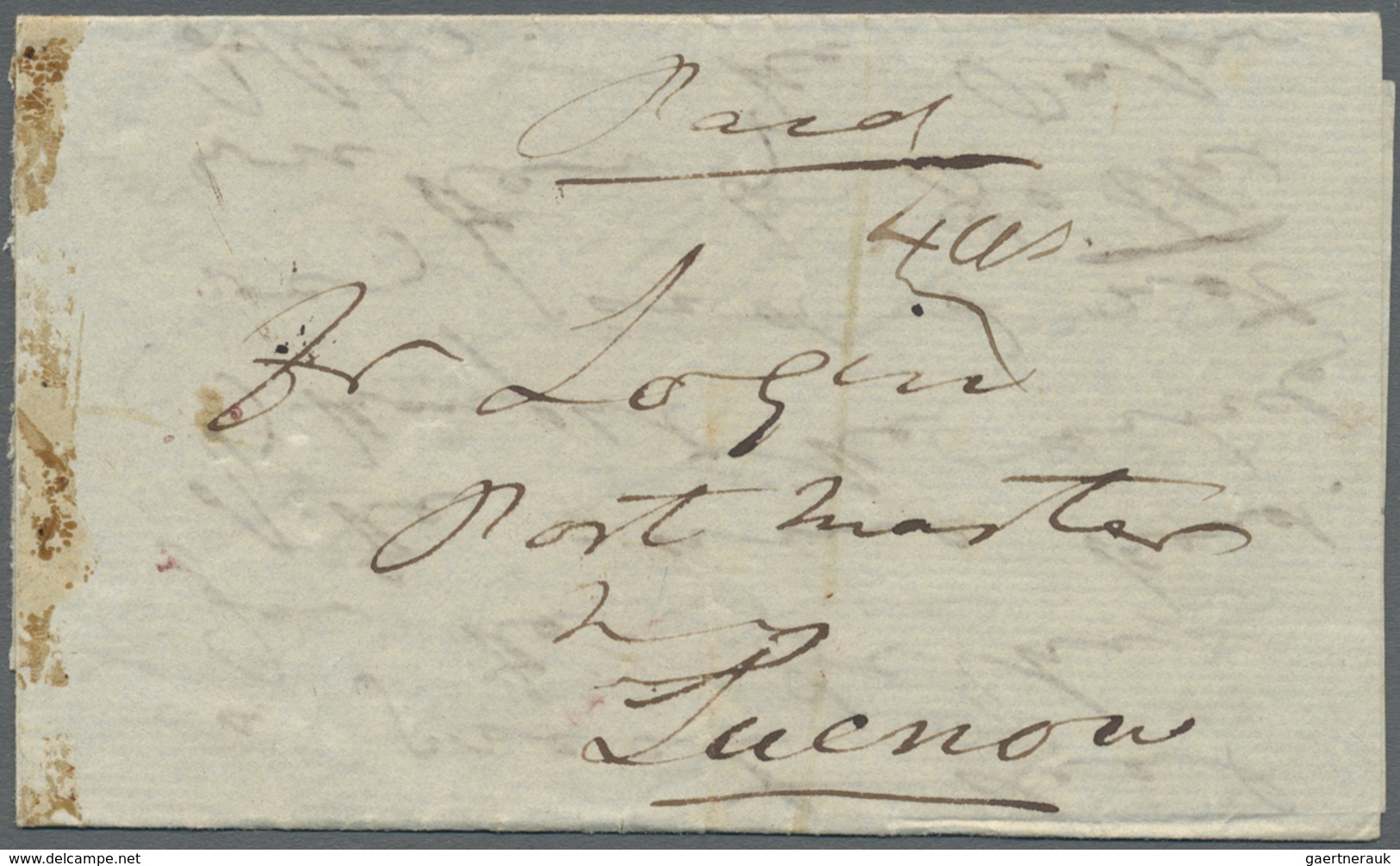 Br Indien: 1845. Stampless Envelope Written From Lailore Dated 'Nov 5th 45' Addressed To ‘The Postmaste - Andere & Zonder Classificatie