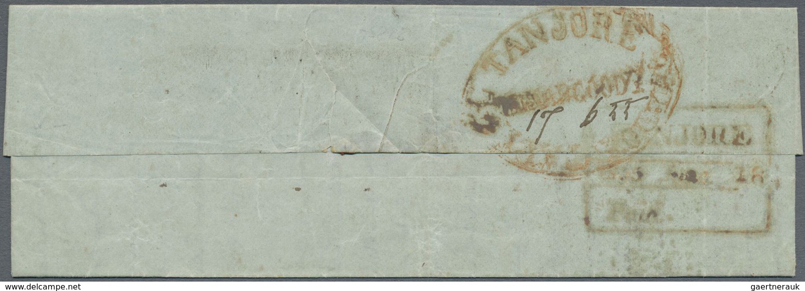 Br Indien: 1855 District Post Manargoody: Entire Franked By 1854 ½a. Blue, Die II, Wide Margins, Tied B - Autres & Non Classés