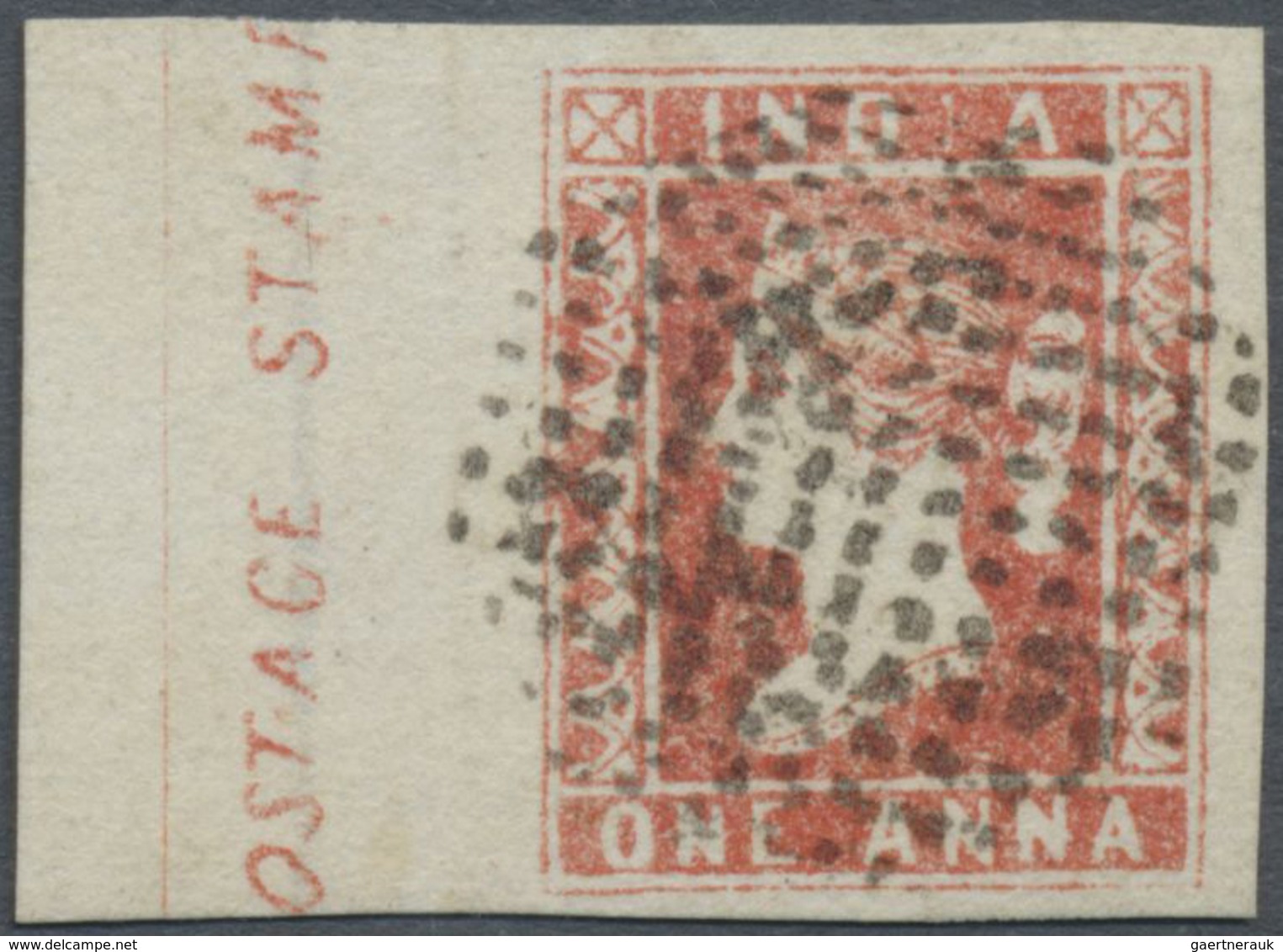 O Indien: 1854 Lithographed 1a. Pale Red, Die II, Left Hand Marginal Single With Sheet Margin Inscript - Other & Unclassified