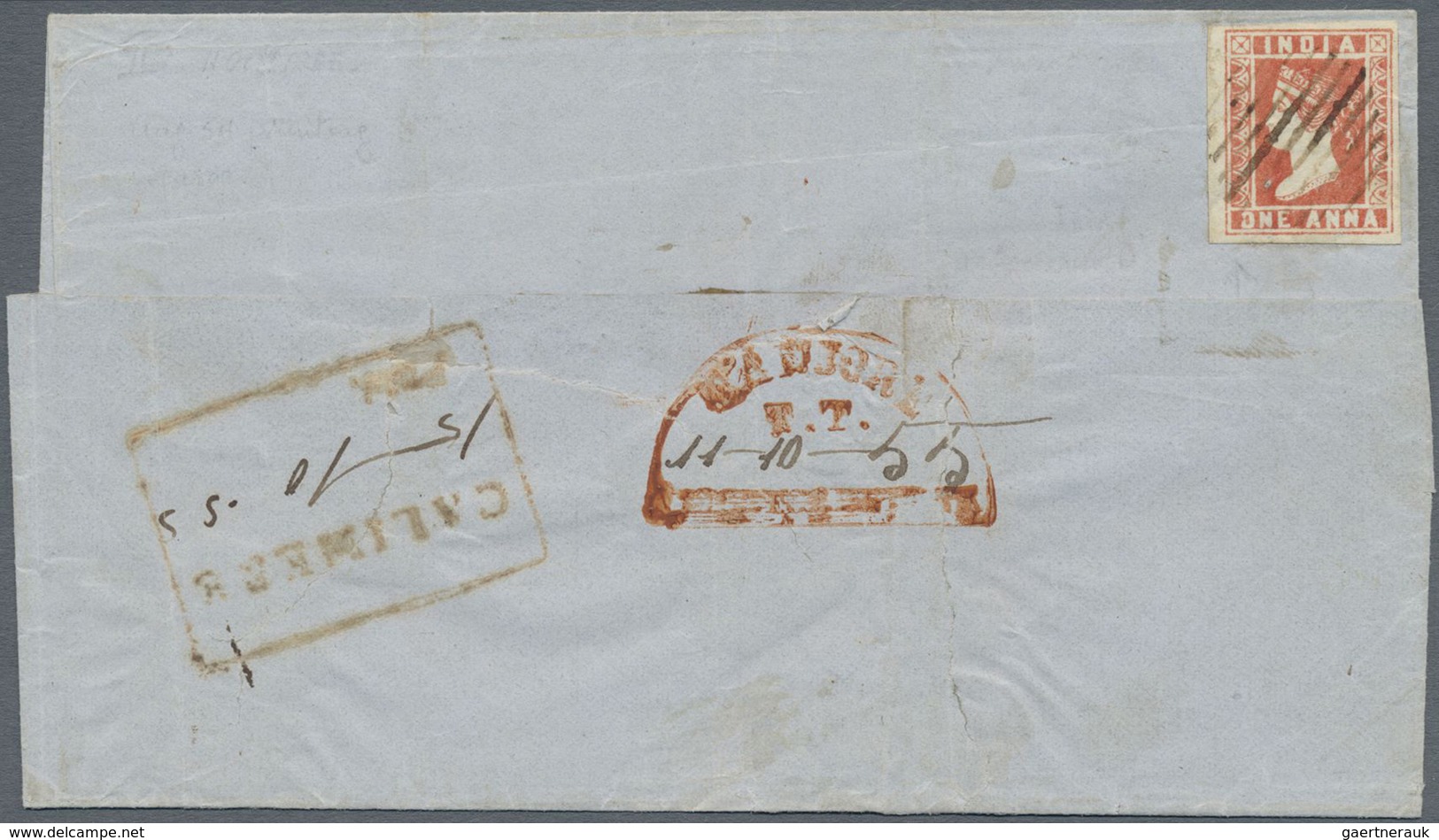 Br Indien: 1855 District Post Puttoocotah: Wrapper To Calimere Franked On The Reverse By 1854 1a. Pale - Andere & Zonder Classificatie