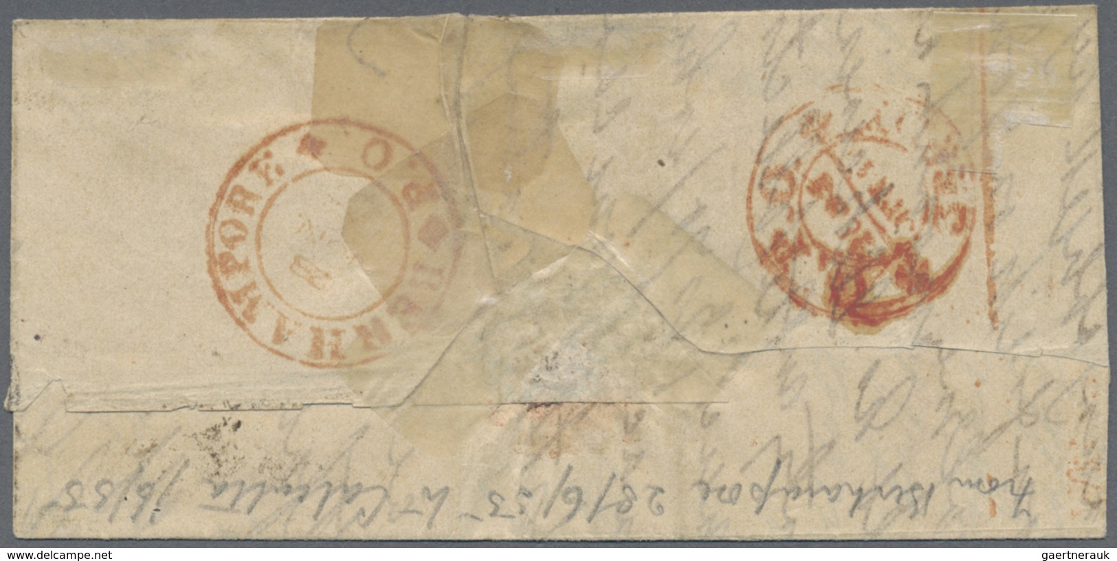 Br Indien: 1855 (28 Jun) Small Cover From Berhampore To Calcutta Franked By 1a. Dull Red, Die II, Touch - Other & Unclassified