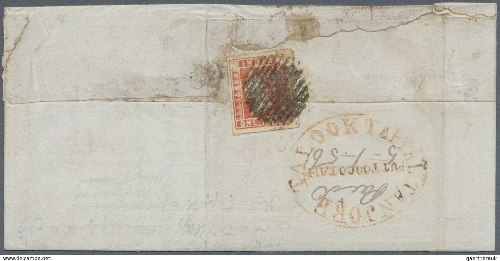 Br Indien: 1856 District Post Puttoocotah: Entire Franked On The Reverse By 1854 1a. Pale Red, Die II, - Andere & Zonder Classificatie