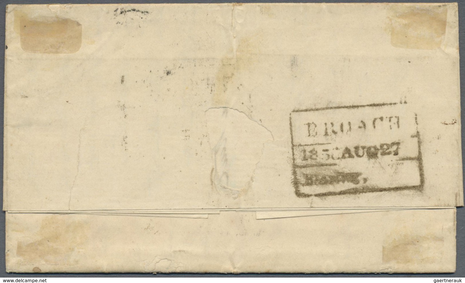 Br Indien: 1856 Entire From Bombay To Broach Insufficiently Franked By 1854 1a. Red Only, Cancelled By - Andere & Zonder Classificatie