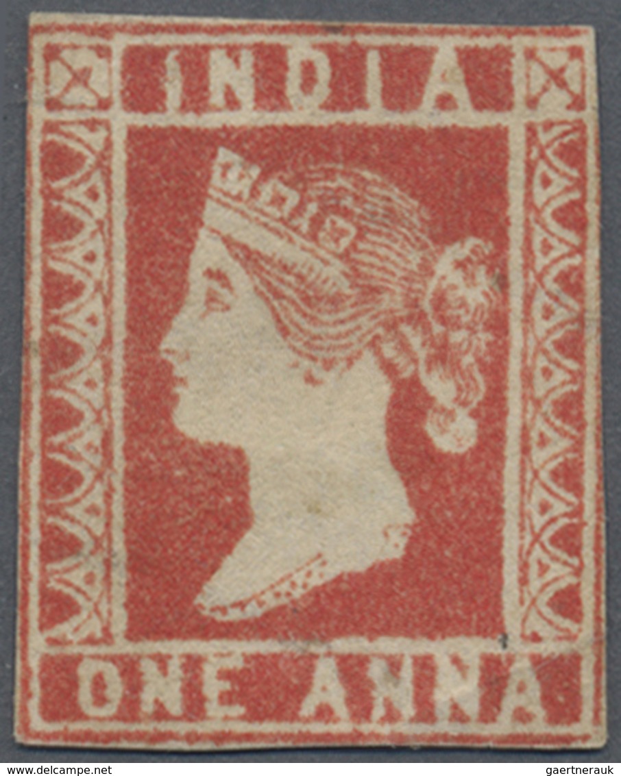 (*) Indien: 1854-55 Lithographed 1a. Red, Die III, Part Sheet Watermark, Unused Without Gum, Partially C - Andere & Zonder Classificatie