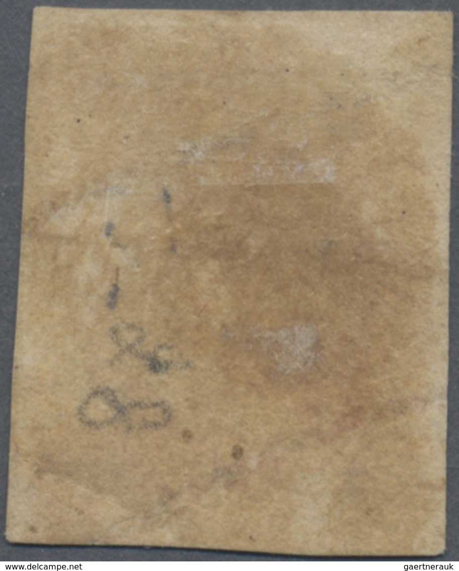 (*) Indien: 1854-55 Lithographed 1a. Red, Die III, Part Sheet Watermark, Unused Without Gum, Partially C - Other & Unclassified