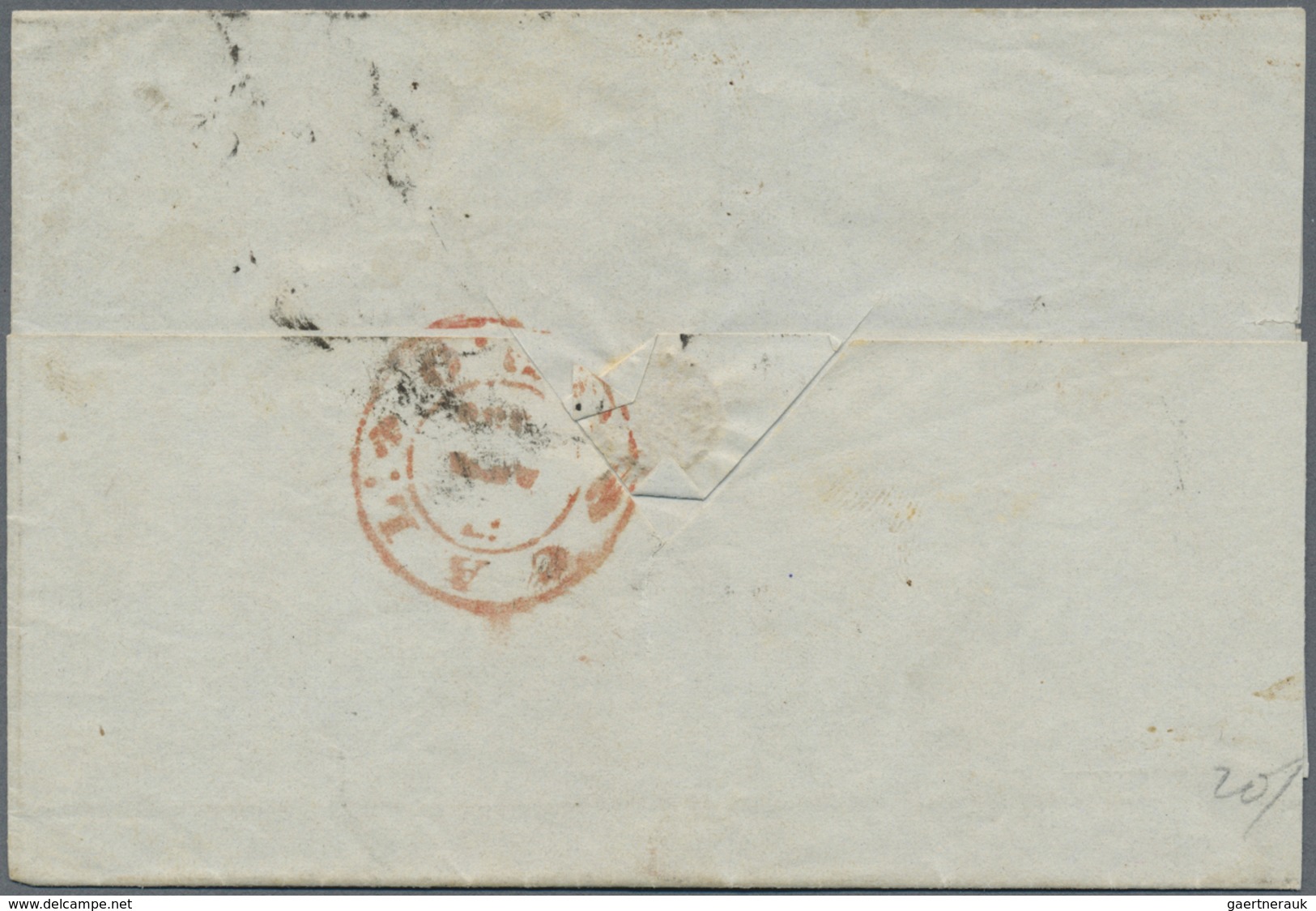 Br Indien: 1854, QV 4 A Red, Wide Margins All Around Tied By Octagonal Cancel On Folded Envelope (left - Andere & Zonder Classificatie