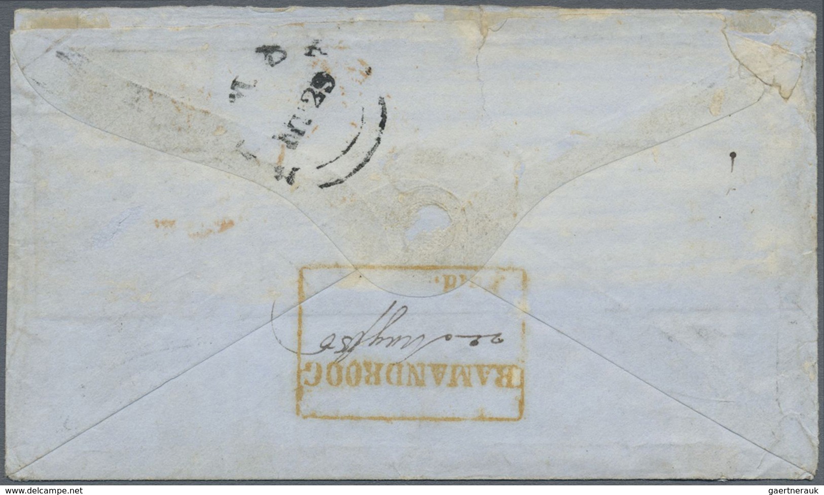 Br Indien: 1856 Cover From Ramandroog To England Franked With Lithographed 4a. Blue & Red (2nd Printing - Other & Unclassified