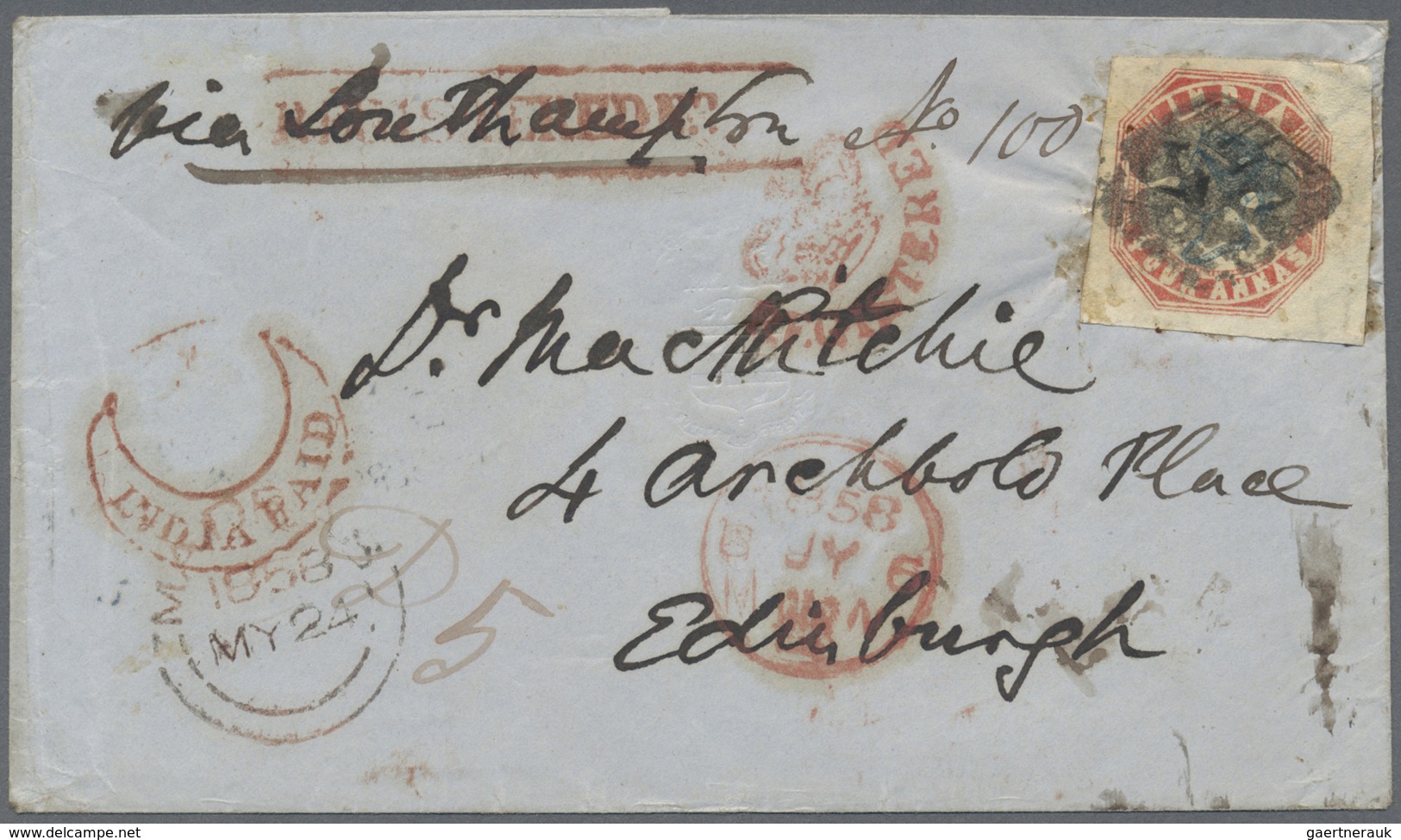 Br Indien: 1858 (19 May): REGISTERED Cover From Secunderabad To Edinburgh, Scotland 'via Southampton', - Other & Unclassified