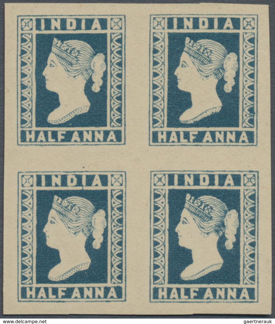 (*) Indien: 1854/1894: Lithographed ½a. Pale Blue, Die I, Part Sheet Wmk With "O" Of OFFICE, Unused, Fin - Andere & Zonder Classificatie