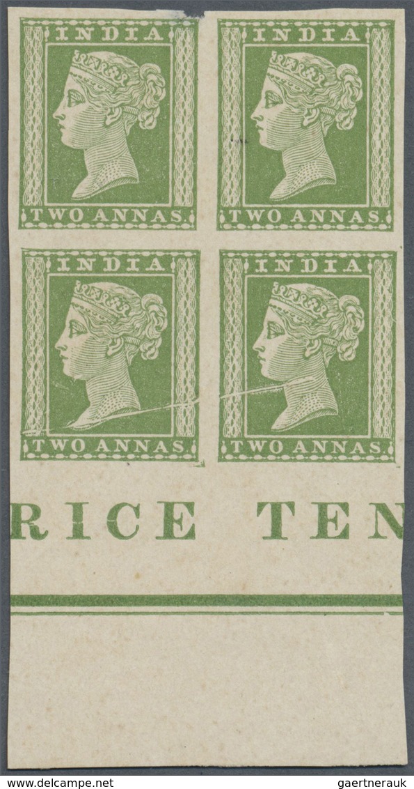 (*) Indien: 1854/1883 Reprint Of Lithographed 2a. Green On Unwatermarked Yellowish Wove Paper (Spence 79 - Andere & Zonder Classificatie