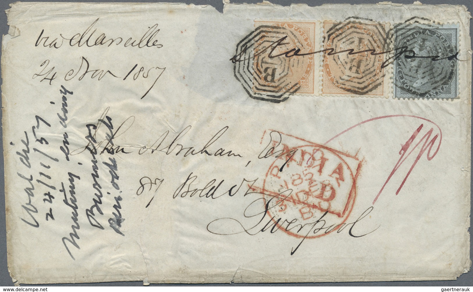 Br Indien: 1857. Envelope (small Faults) Written From Calcutta Dated '24th Nov 1857' Addressed To Liver - Andere & Zonder Classificatie