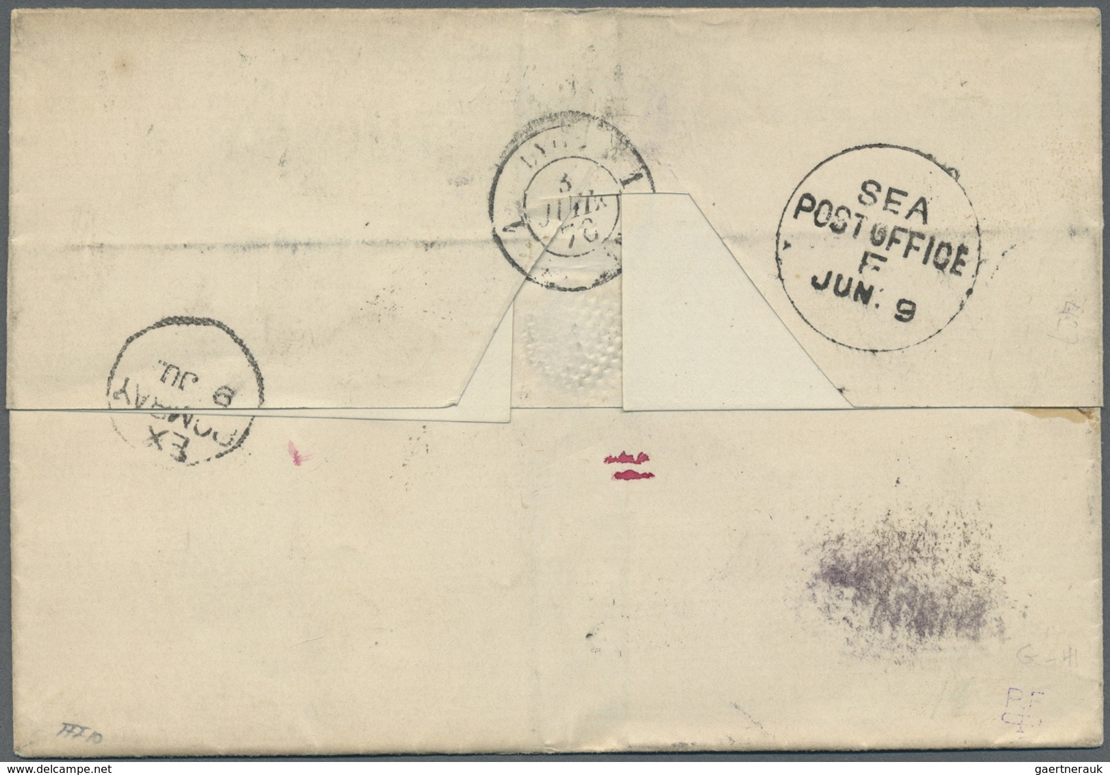 Br Indien: 1876. Envelope Addressed To France Bearing SG 52, 8p Purple/white, SG 61, 2a Orange And SG 6 - Andere & Zonder Classificatie