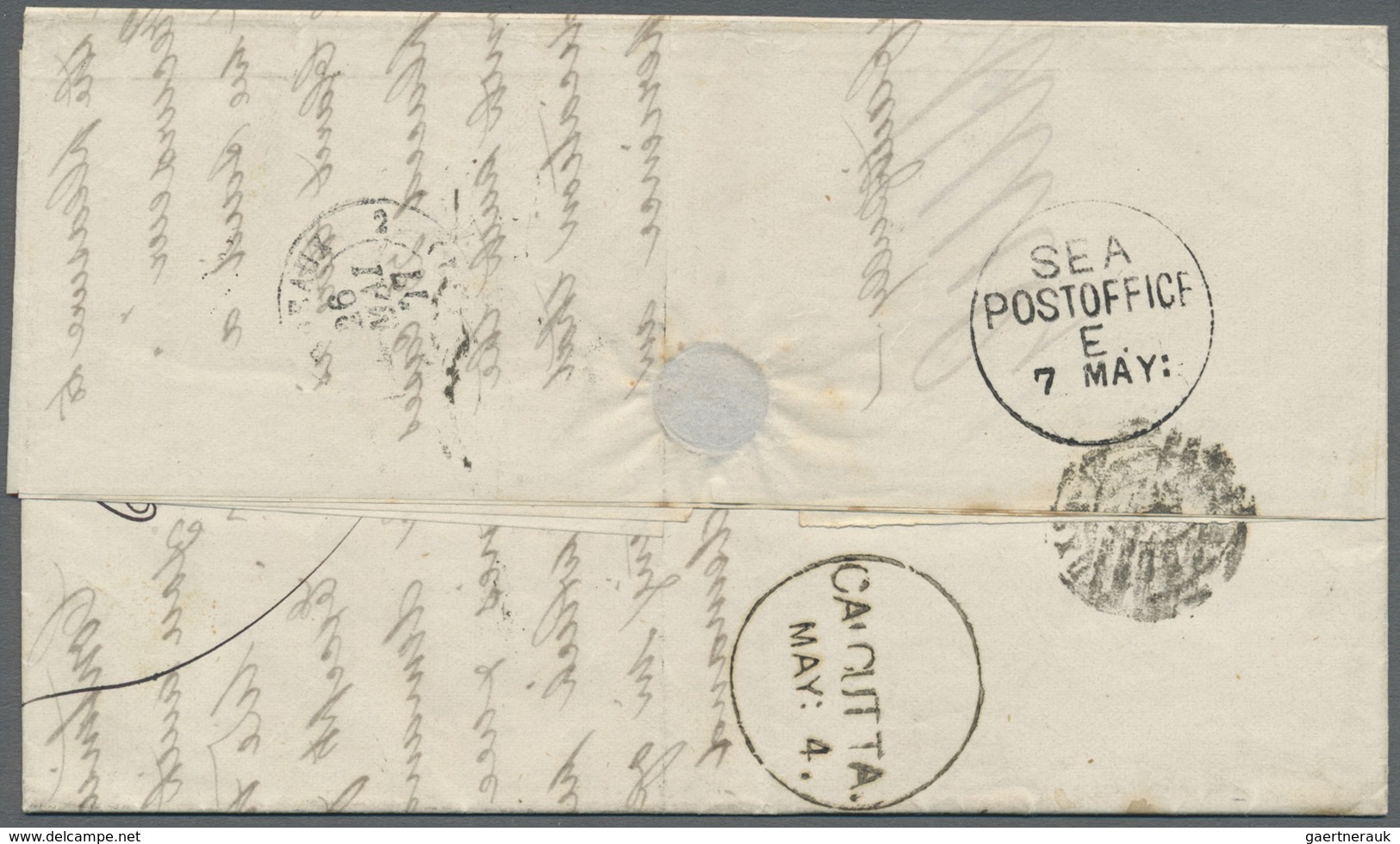 Br Indien: 1877. Stampless Envelope Written From Calcutta Dated '4th May 1877' Addressed To France Canc - Andere & Zonder Classificatie