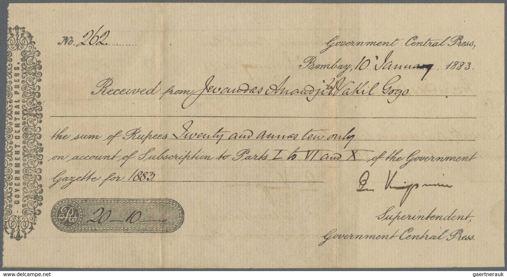 Br Indien: 1883 Special Yellow Label "Money Orders Issued And Paid At Nearly All Post Offices. Forms Su - Andere & Zonder Classificatie