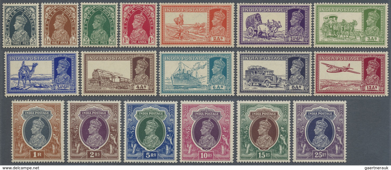 */** Indien: 1937-40 KGVI. Complete Set Of 18 Stamps, Mint Lightly Hinged Or Never Hinged, Few Stamps Ver - Sonstige & Ohne Zuordnung