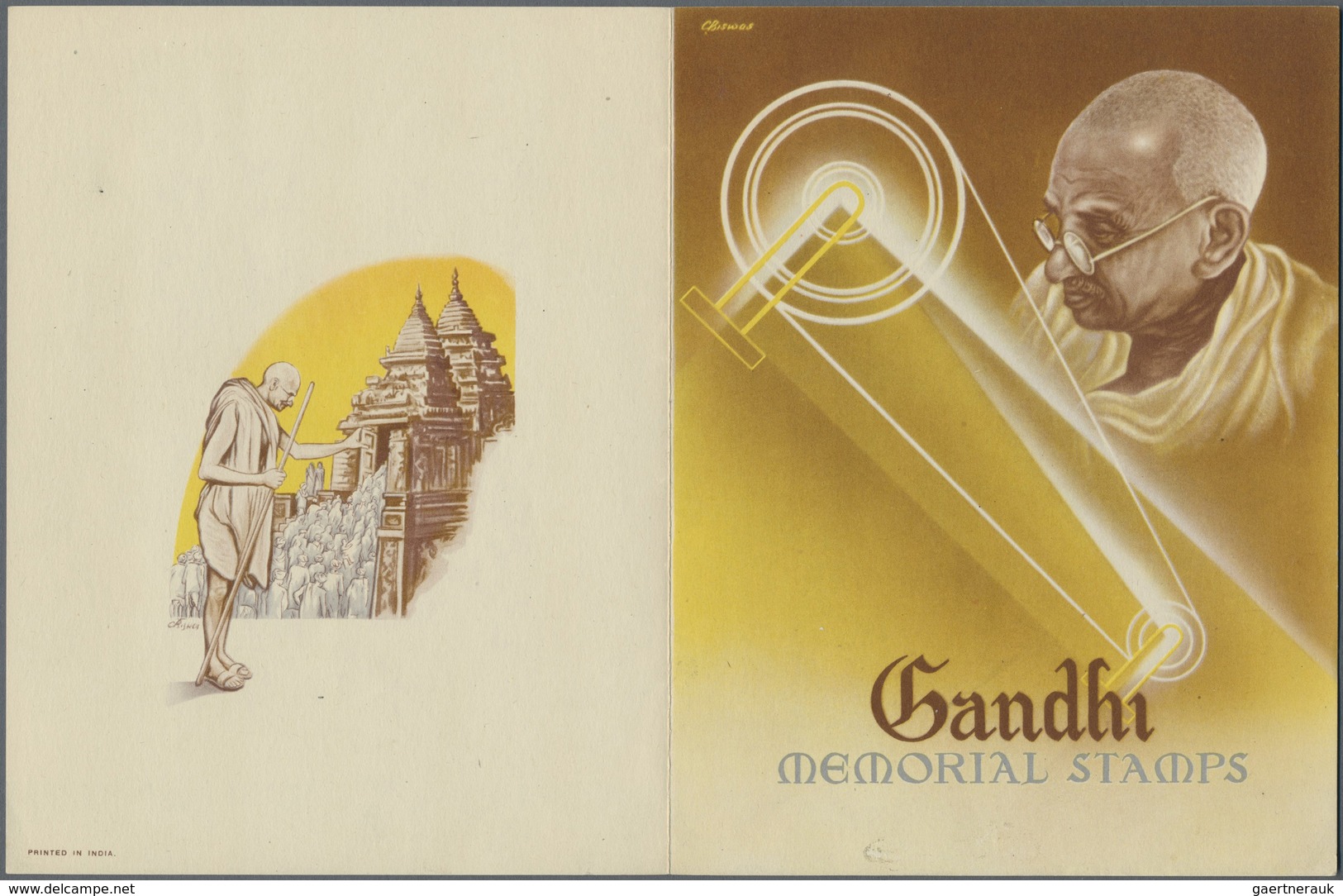 ** Indien: 1948 GANDHI Complete Set Mint Never Hinged Housed In Special Gandhi Memorial Folder, The 10r - Sonstige & Ohne Zuordnung