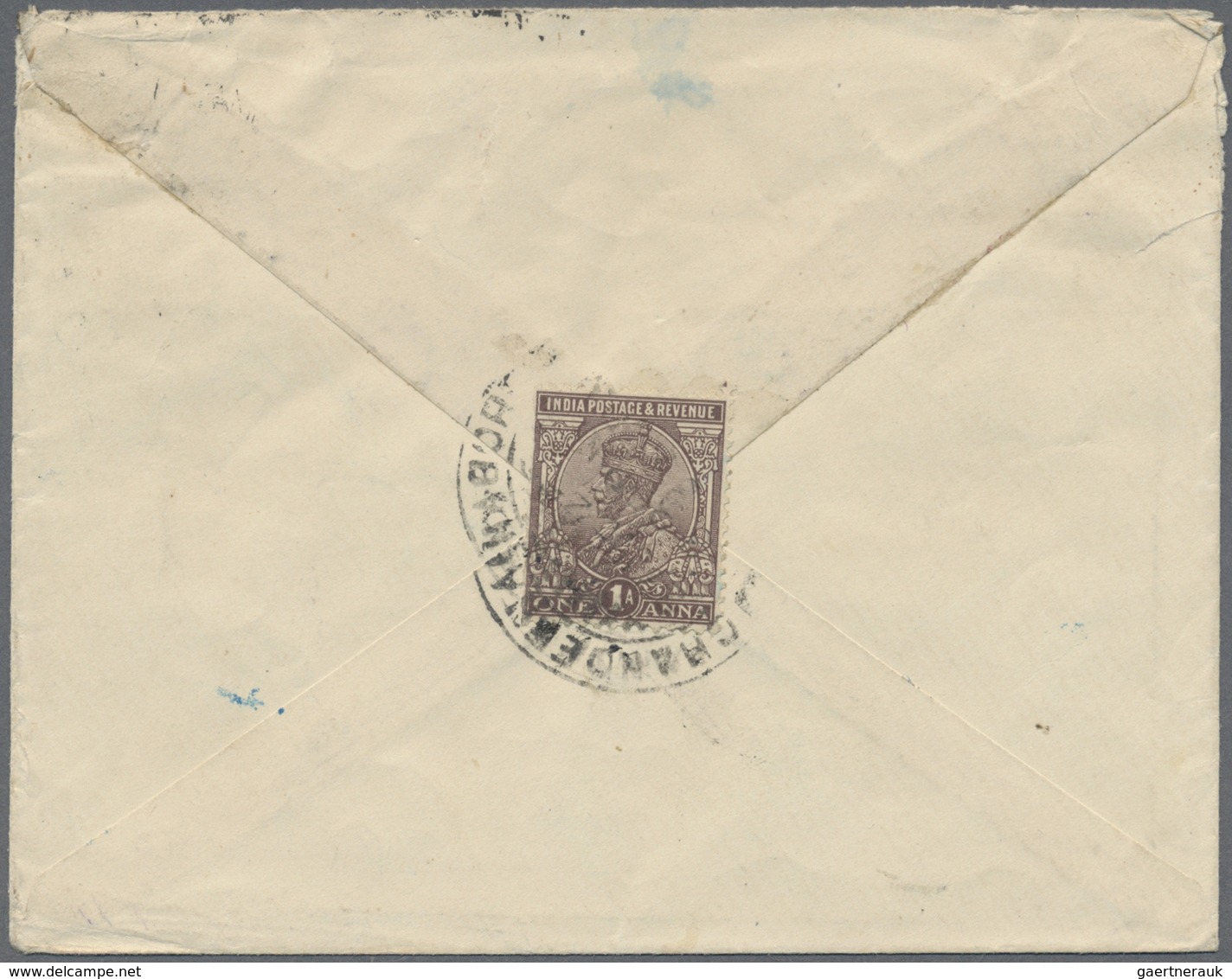 GA Indien - Used Abroad: FRENCH INDIA 1924: Indian Postal Stationery Envelope KGV. 1a. On ½a. Green Use - Other & Unclassified