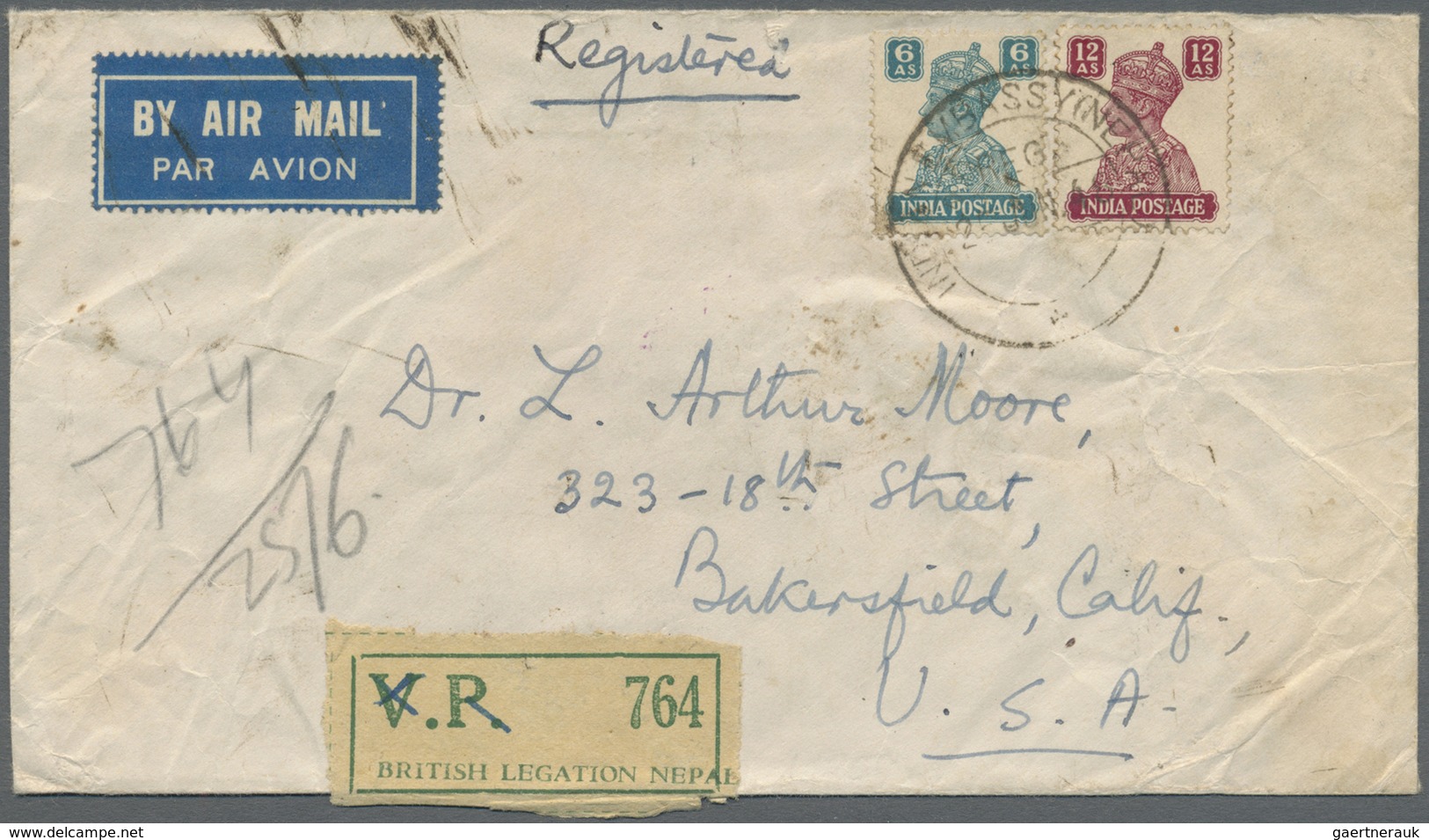 Br Indien - Used Abroad: 1948 NEPAL: Two Different And Scarce Registered Covers To The U.S.A./Great Bri - Andere & Zonder Classificatie