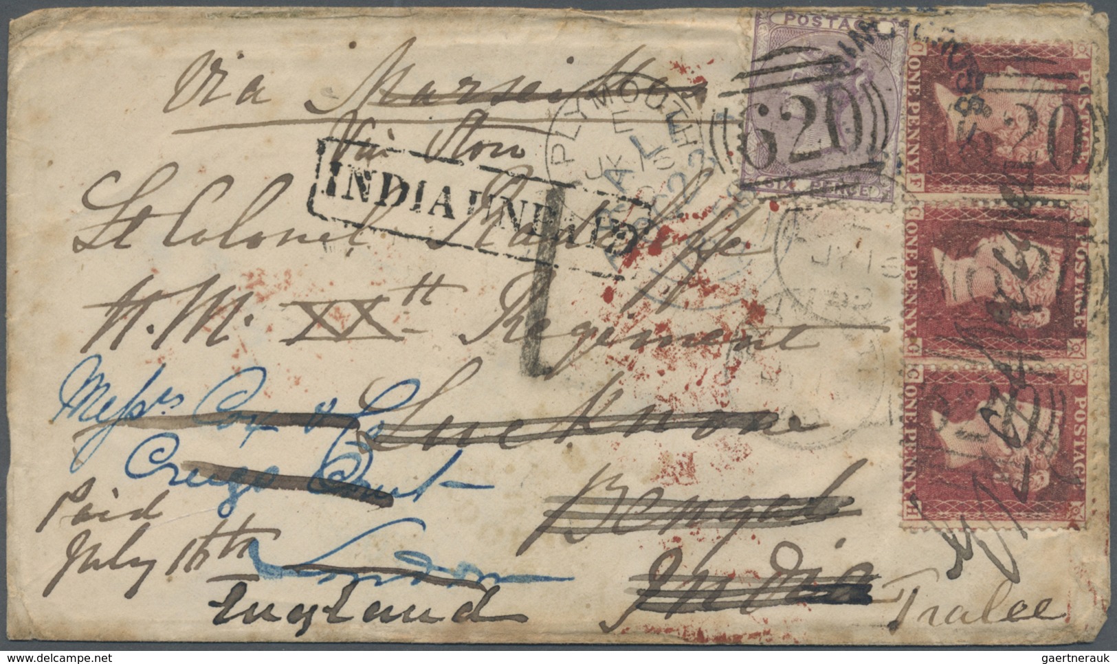 Br Indien - Besonderheiten: 1858. Envelope Addressed To 'Lt Colonel Radcliff, H.M. XXth Regiment, Luckn - Other & Unclassified