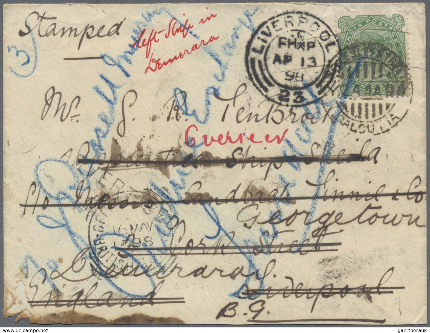 Br Indien - Besonderheiten: 1898. Envelope Written From Calcutta Addressed To ‘S.R. Tenbroert, Apprenti - Other & Unclassified