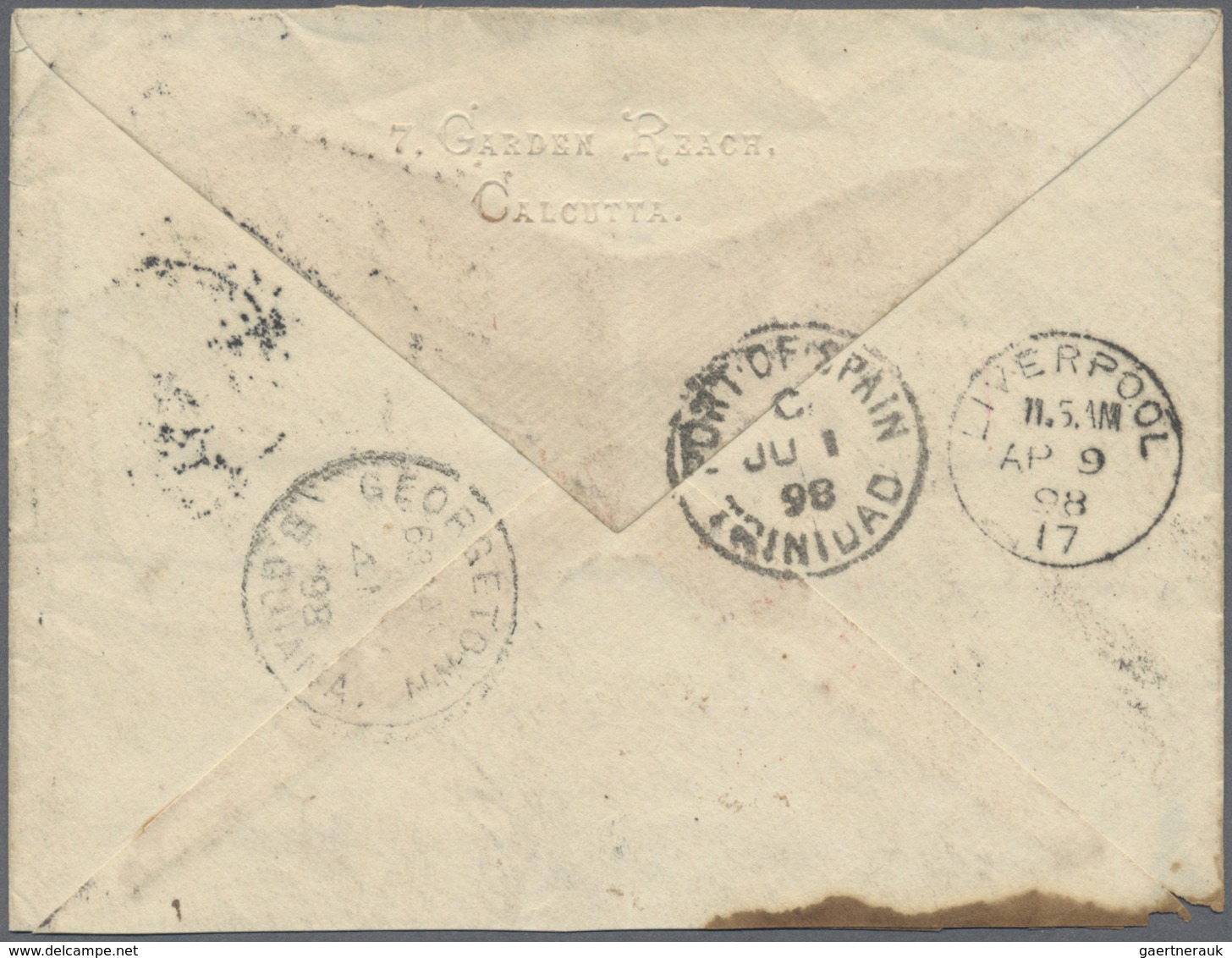 Br Indien - Besonderheiten: 1898. Envelope Written From Calcutta Addressed To ‘S.R. Tenbroert, Apprenti - Andere & Zonder Classificatie