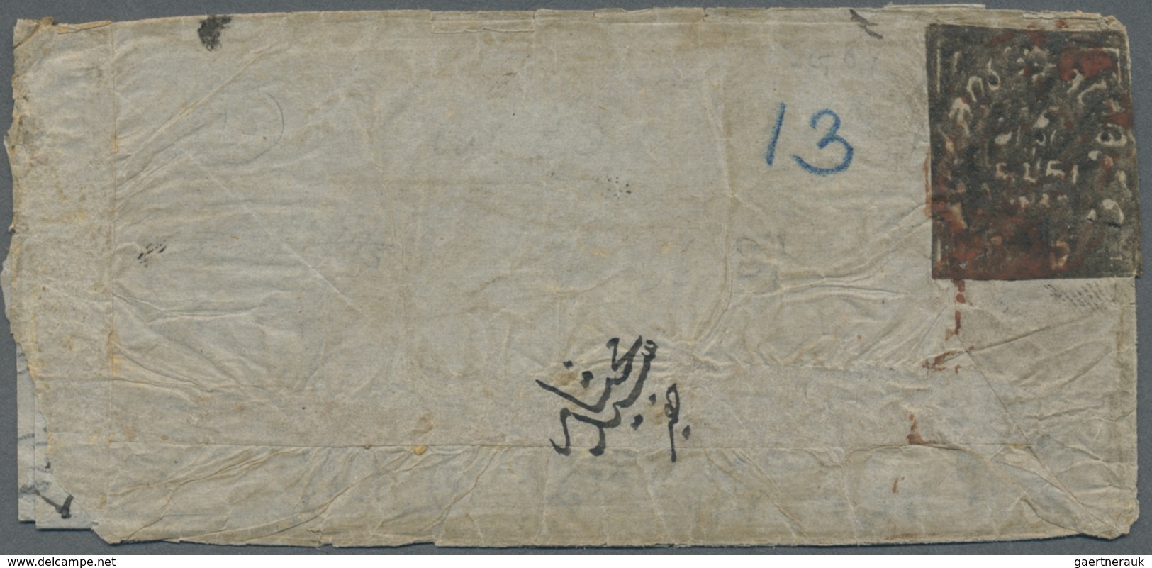 Br Indien - Feudalstaaten: JAMMU & KASHMIR, 1867, Domestic Letter Franked With 1/2 Anna Black Tied By R - Andere & Zonder Classificatie