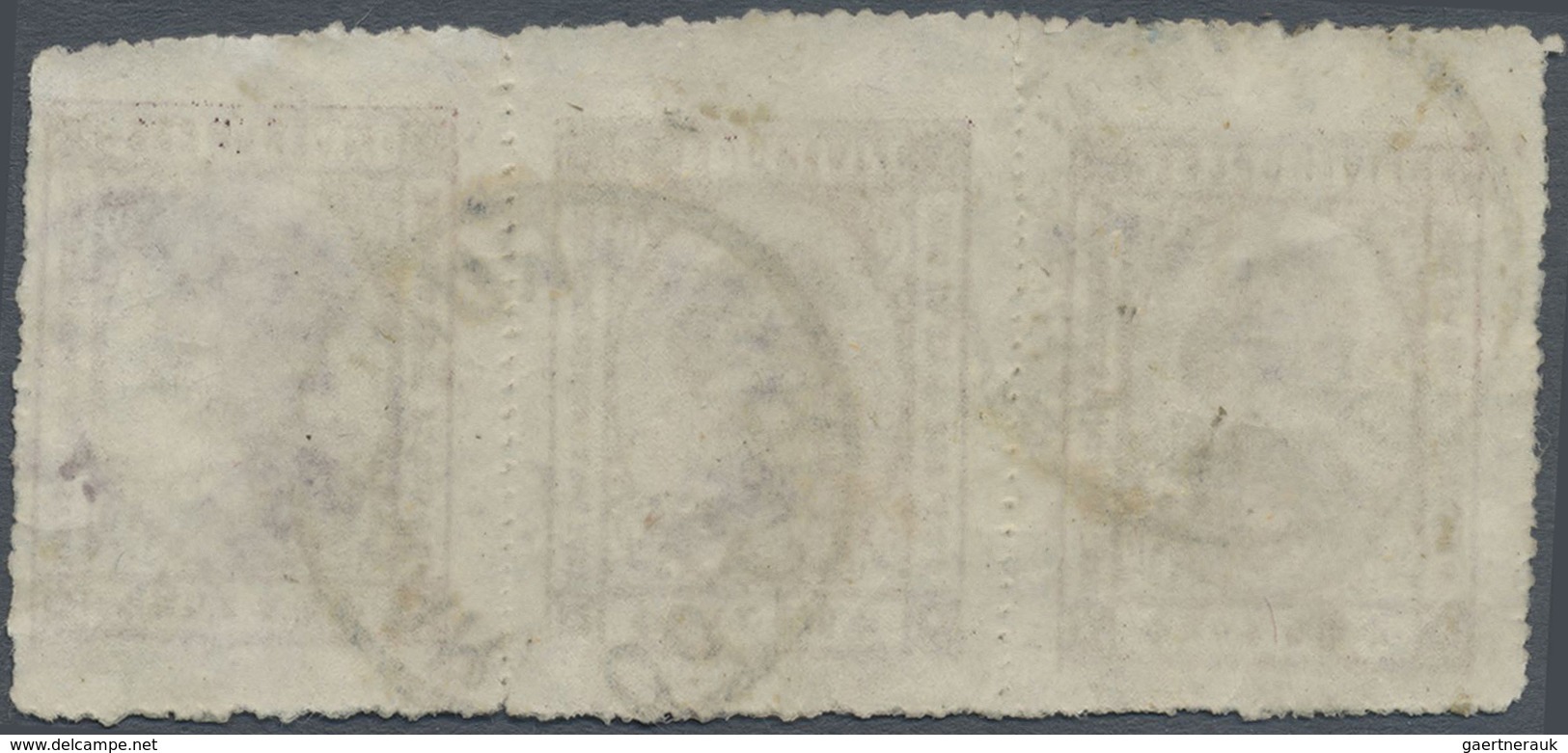 O Indien - Feudalstaaten: KISHANGARH 1928-36 5r. Claret Horizontal Strip Of Three, Used And Cancelled - Other & Unclassified