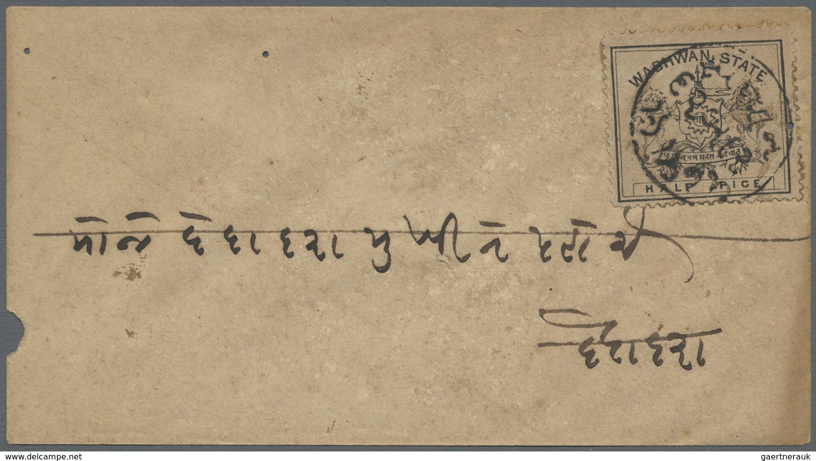 Br Indien - Feudalstaaten: WADHWAN 1888-94 ½a. Black On Thick Wove Paper, Used On Native Cover Within W - Other & Unclassified
