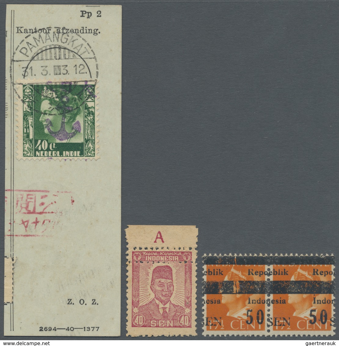 (*)/O/ Indonesien - Vorläufer: 1943/48, The Assembly Of Better Early Materials, Inc. 20 S. Blue/red Proof C - Indonesië