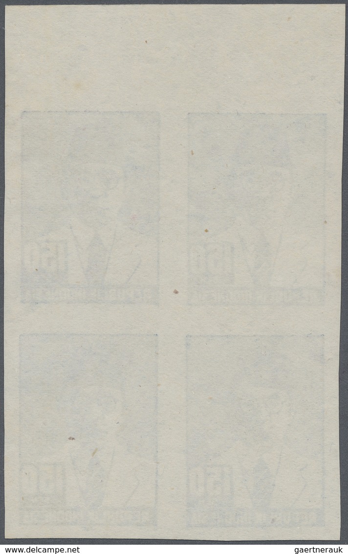 (*) Indonesien - Vorläufer: 1946 (ca.), 150 Sen Blue, An Imperforated Top Margin Block-4, Unused No Gum - Indonesië
