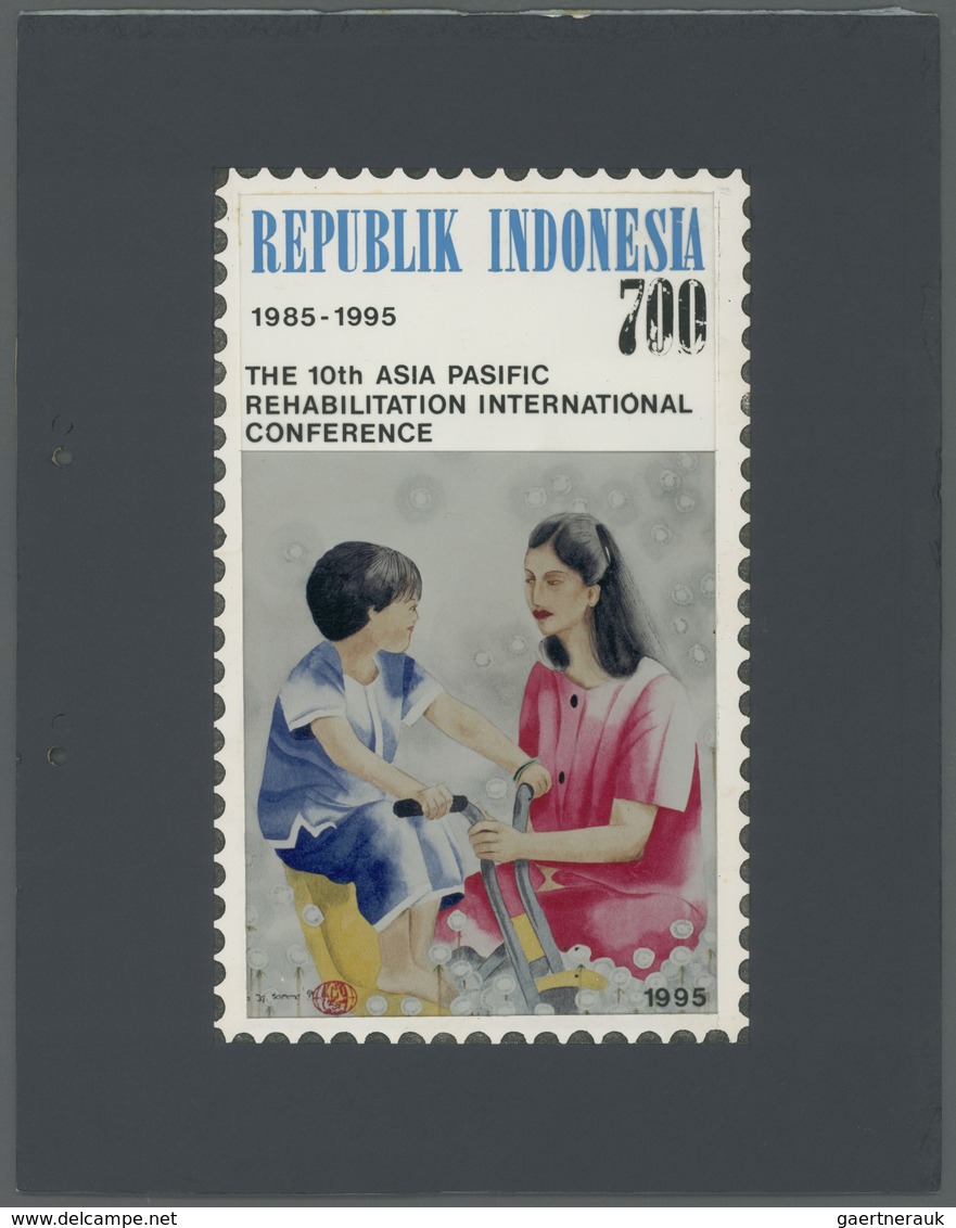 Indonesien: 1995, Collage For Not Issued Design "The 10th Asia Pacific Rehabilitation International - Indonesia