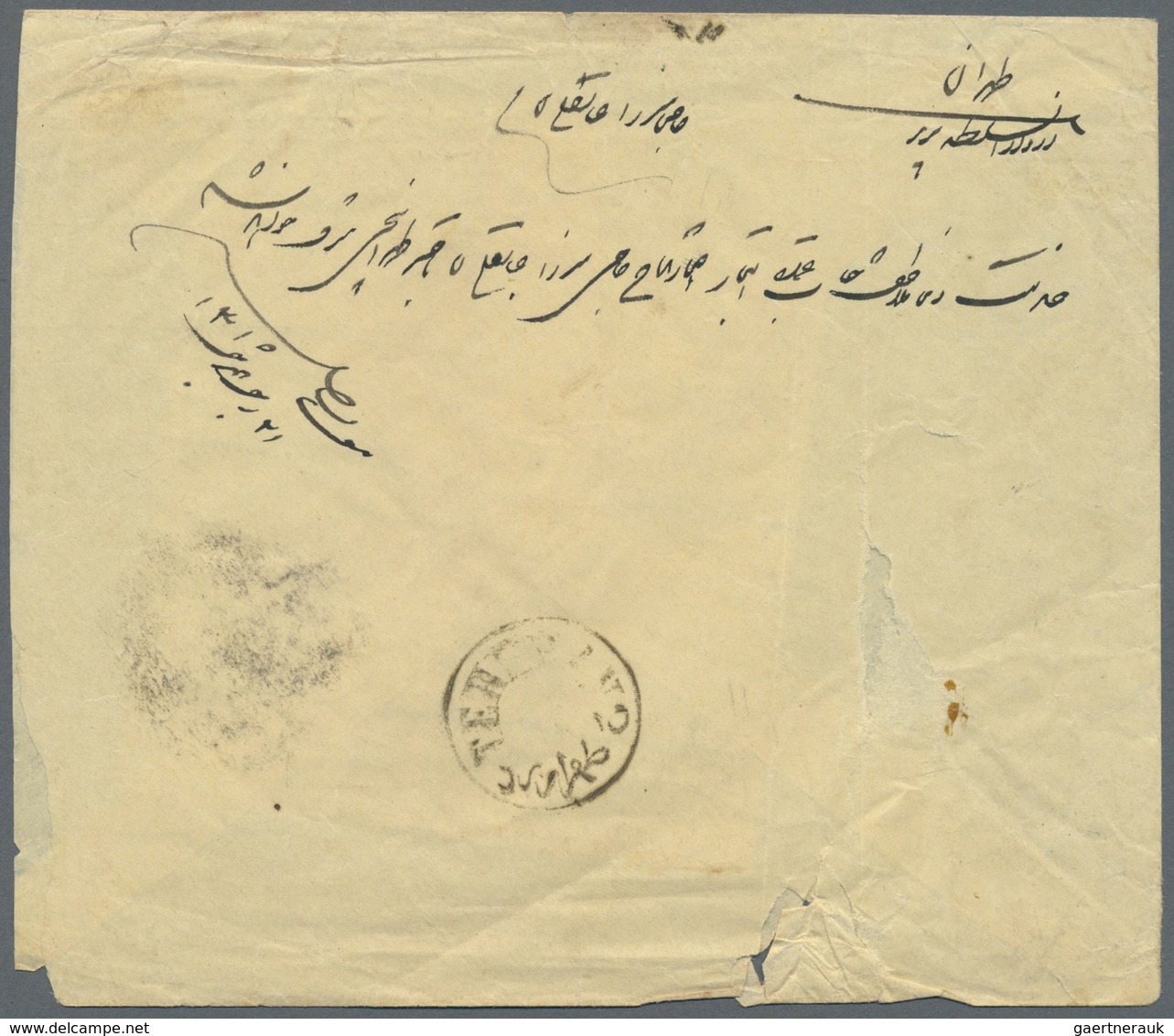 Br Iran: 1905 (ca.). Registered Envelope (some Tears And Other Faults) Addressed To Tehran Bearing On R - Iran