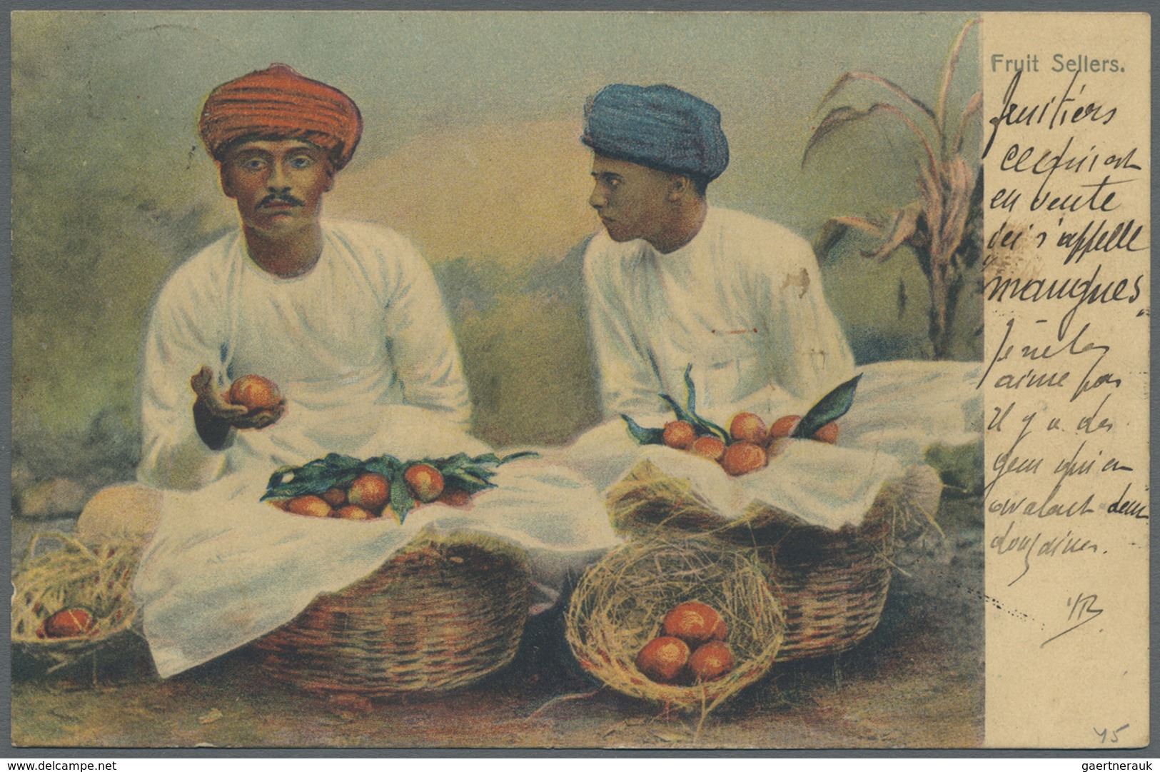 Br Iran: PERSIA, 1906. Registered Picture Post Card Of 'Fruit Sellers’ Addressed To Belgium Bearing Lnd - Iran