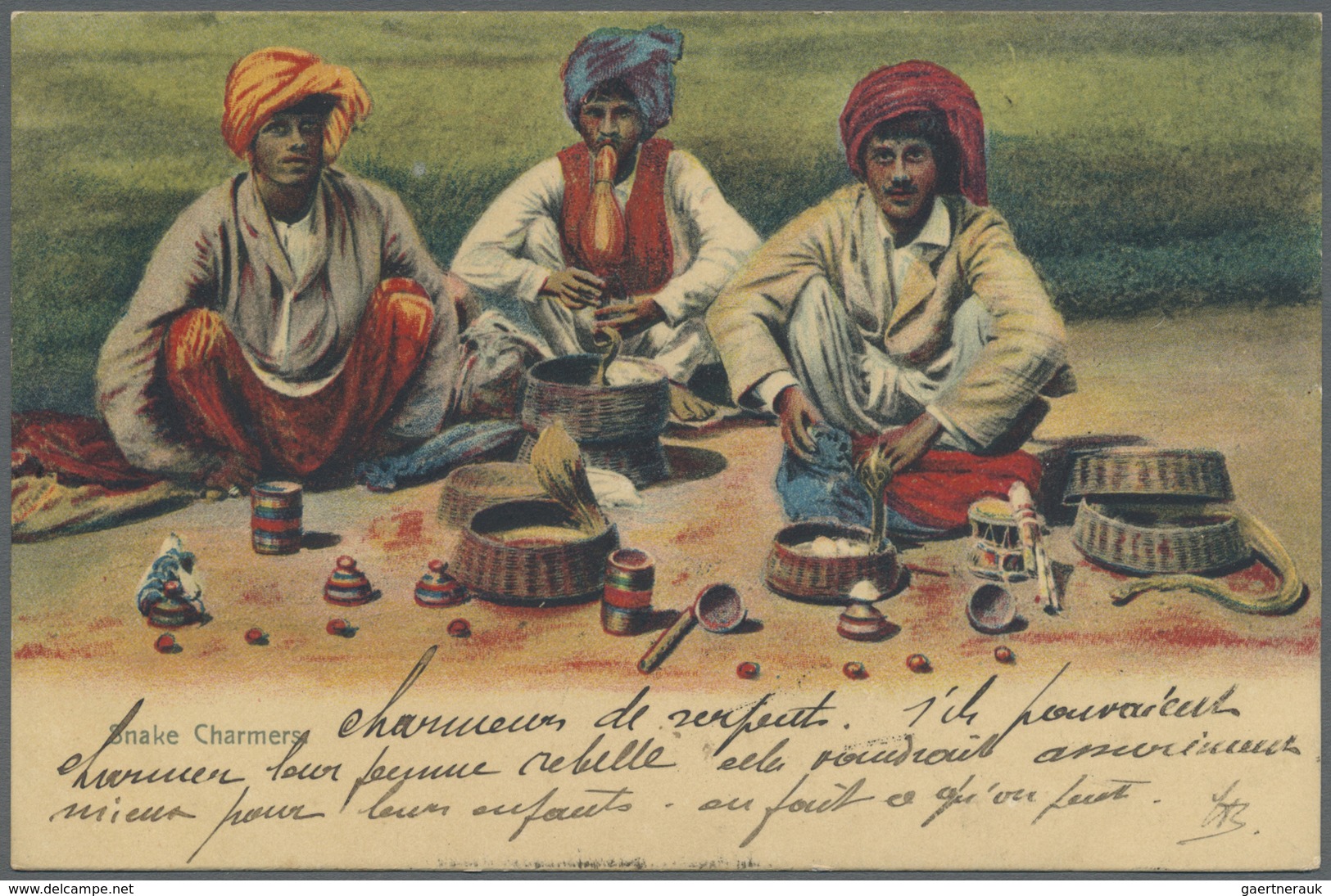 Br Iran: 1906. Registered Picture Post Card Of 'Snake Charming Fruit Sellers’ Addressed To Belgium Bear - Iran