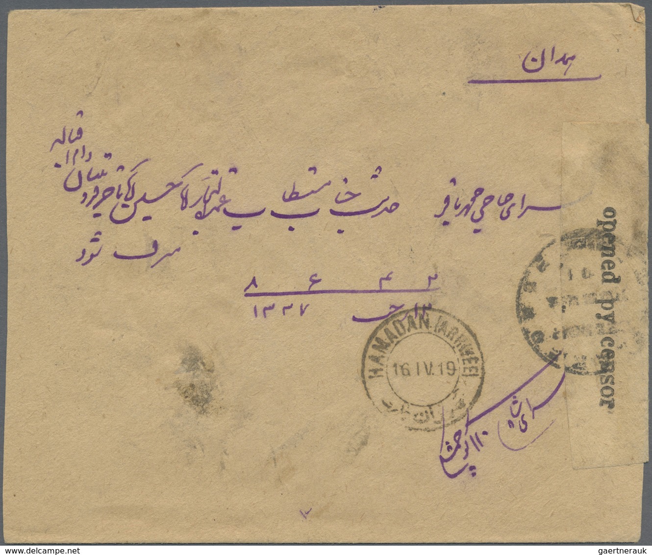 Br Iran: 1919, Three Covers Bearing 1919 Provisoire Overprints, Cancellations Of Anar, Azvin And Tehera - Iran
