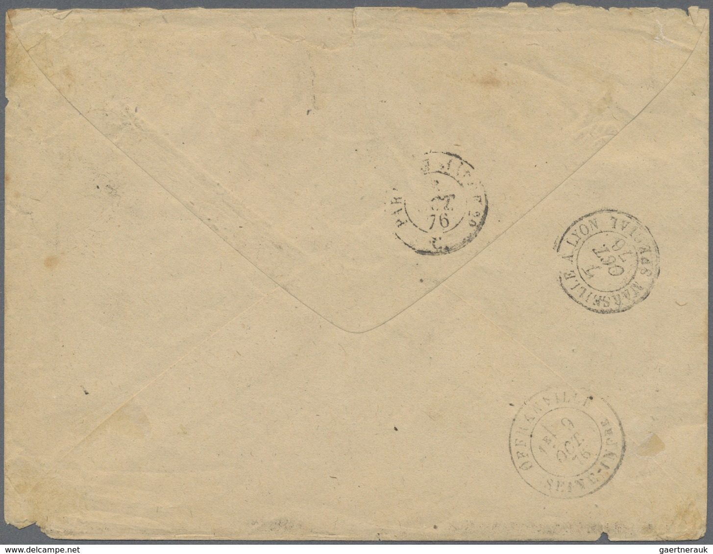 Br Japan: 1876, FRENCH P.O., Cover Bearing Ceres Horiz. Pair 10c. Brown On Rose And Single 80c. Carmine - Other & Unclassified