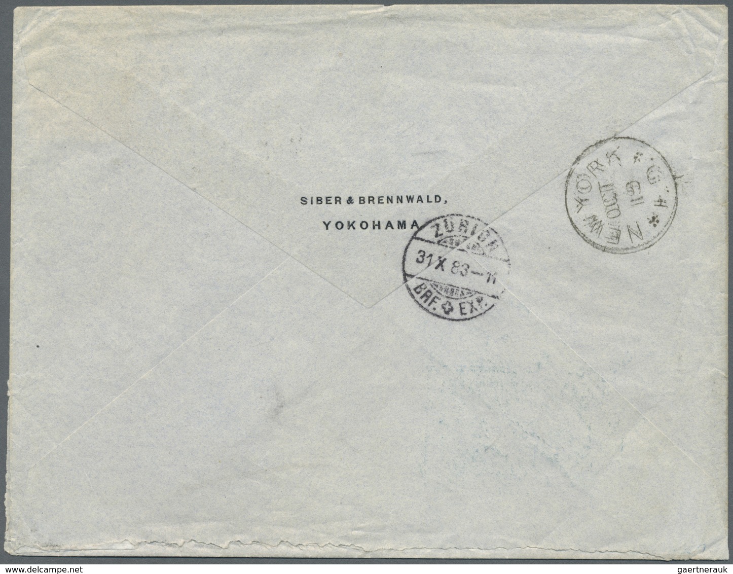 Br Japan: 1883. Envelope Addressed To Switzerland Bearing 'Cherry Blossom' SG 71, 20s Red (toned, Perfo - Other & Unclassified