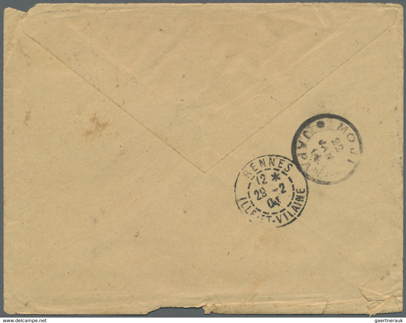 Br Japan: 1904. Envelope (faults) Addressed To France Bearing 'Koban' SG 118, 4s Bistre Mixed With 'Chr - Other & Unclassified