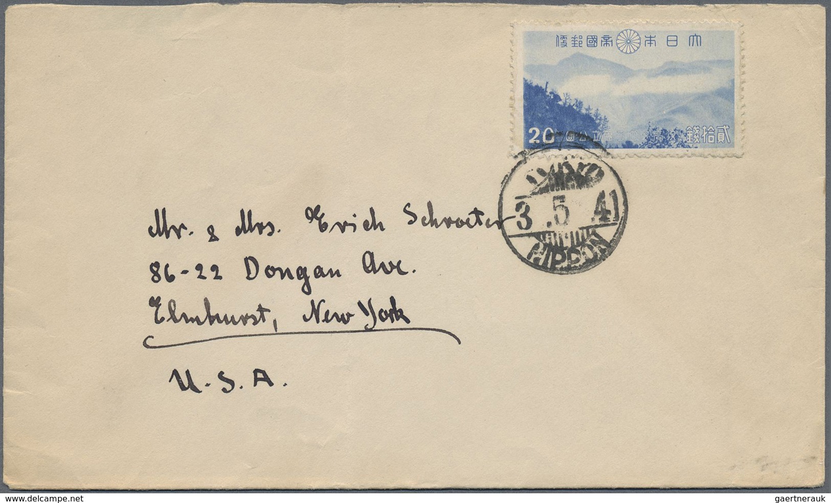 Br Japan: 1941, Tsugitaka-Taroko NP 20 S. Tied „TOKYO 3.4.41“ To Small Cover (crease Not Affecting Stam - Andere & Zonder Classificatie