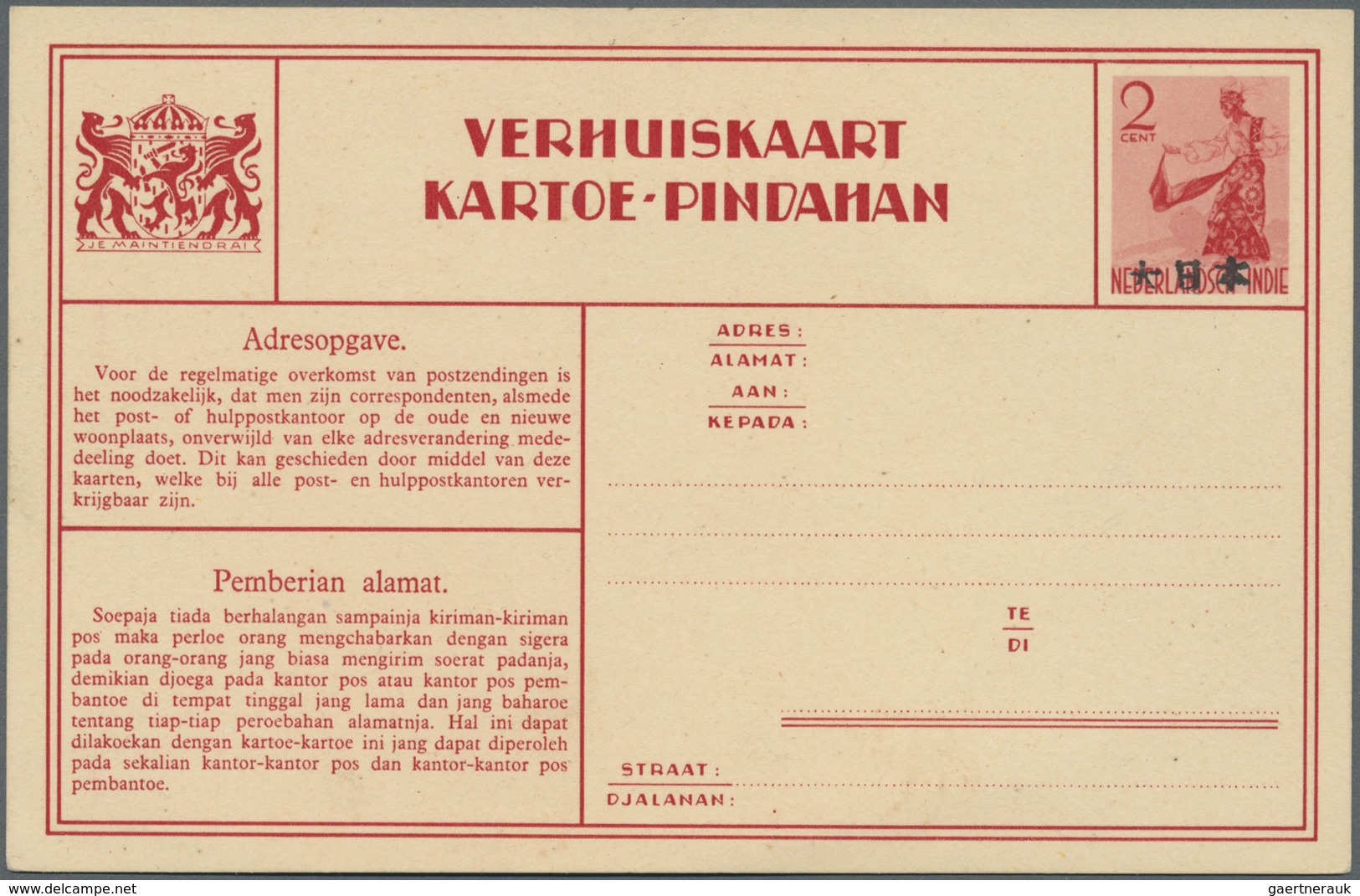 GA Japanische Besetzung  WK II - NL-Indien / Sumatra / Dutch East Indies: East Coast, 1942, Envelope 3 - Indonesië