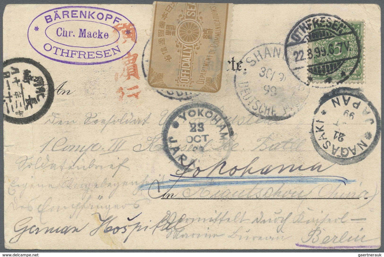 Japan - Besonderheiten: 1899, German Navy Hospital Yokohama, 5 Pf. Tied "OTHFRESEN 22.8.99" To Ppc " - Other & Unclassified