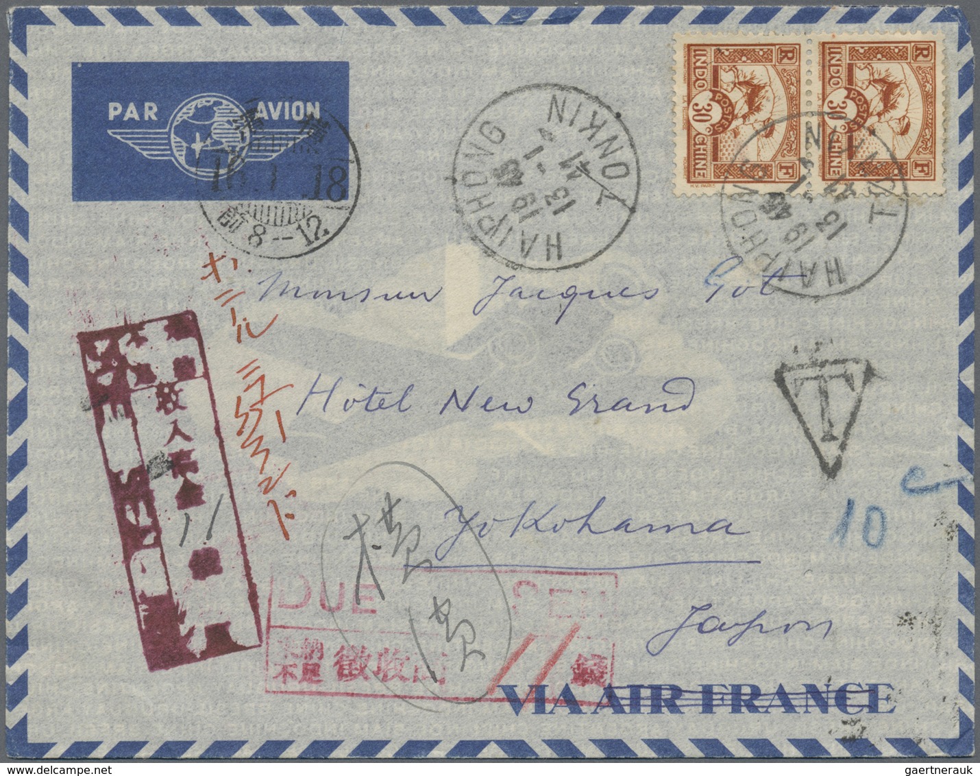 Br Japan - Besonderheiten: Incoming Mail, 1937/41, South Africa Resp. French Indochina Air Mail Covers - Other & Unclassified