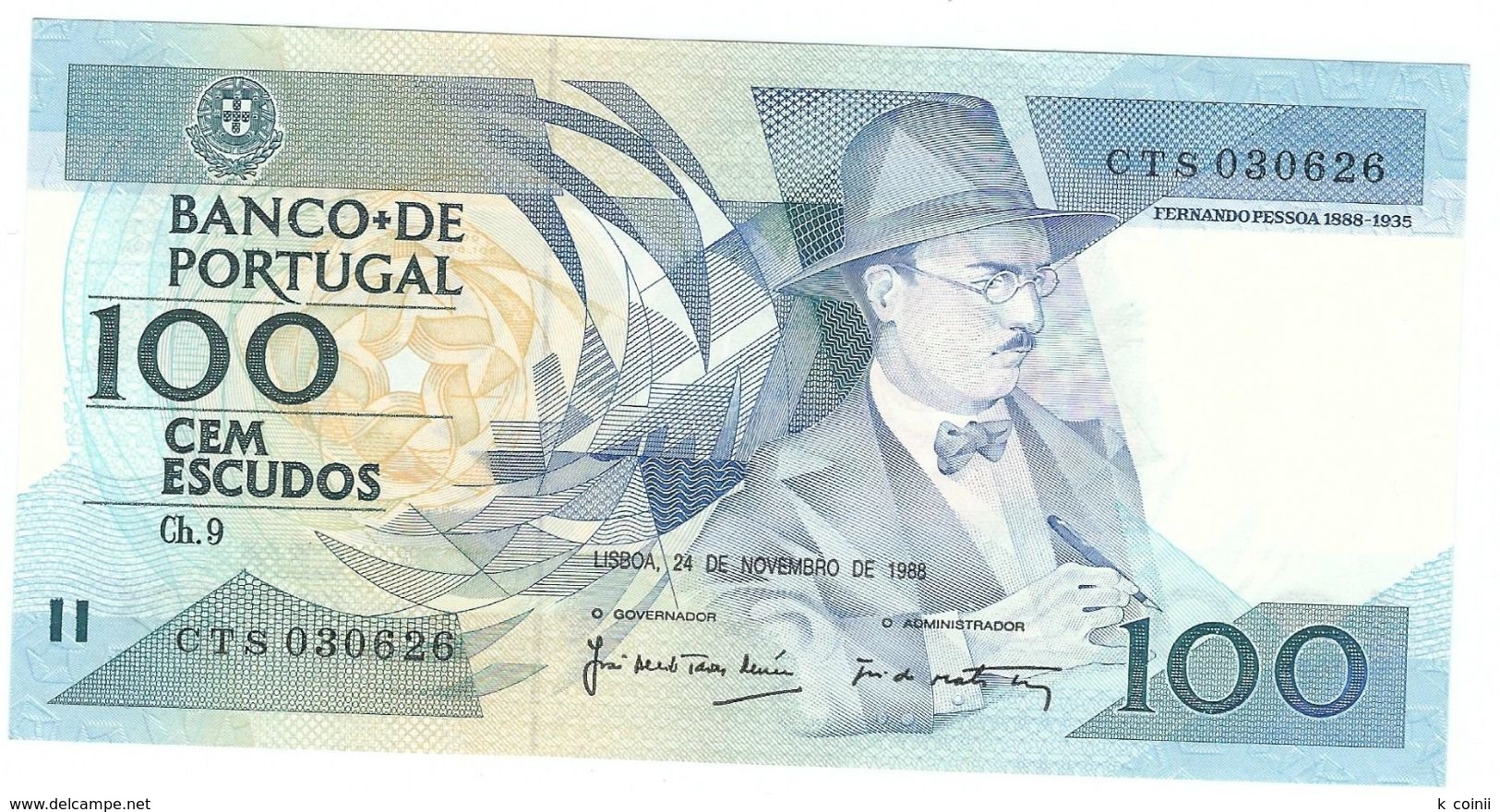 Portugal - 100 Escudos (100$00) 24 November 1988 - UNC - Portugal