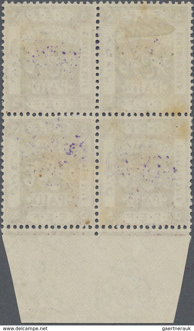 * Jordanien: 1922, 5 P. Deep Violet Block Of Four Showing Overprint In Violet, Mint Hinged, Two Stamps - Jordanië