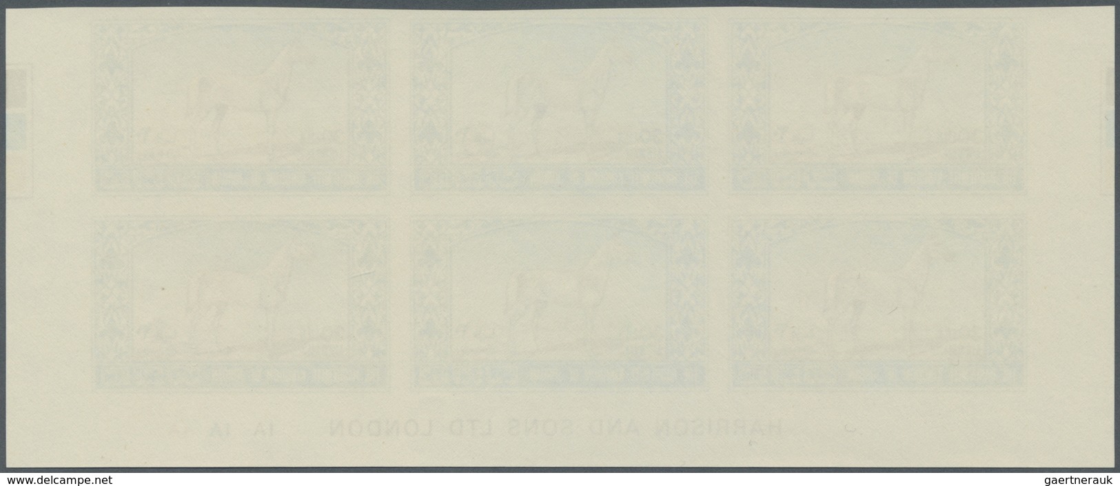 ** Jordanien: 1967, Animals, Imperforate, Complete Set Of Six Values As Marginal Plate Blocks Of Six, U - Jordan