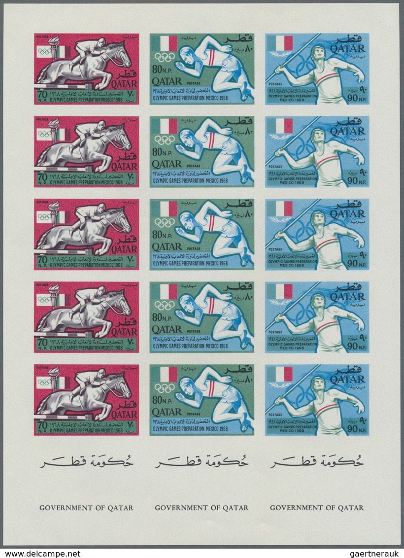 ** Katar / Qatar: 1966, Olympic Games Mexico Imperforate, Two Complete Sheets With Five Sets, Unmounted - Qatar